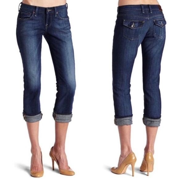 Lucky Brand Sweet N Crop Denim Blue Jeans Flap Pockets Sz 14/32 - Picture 1 of 10